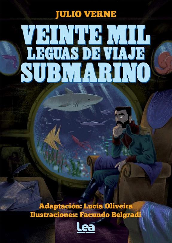 Portada de Veinte mil leguas de viaje submarino, de Julio Verne