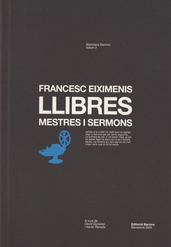 Portada de Llibres, mestres i sermons, de Francesc Eiximenis