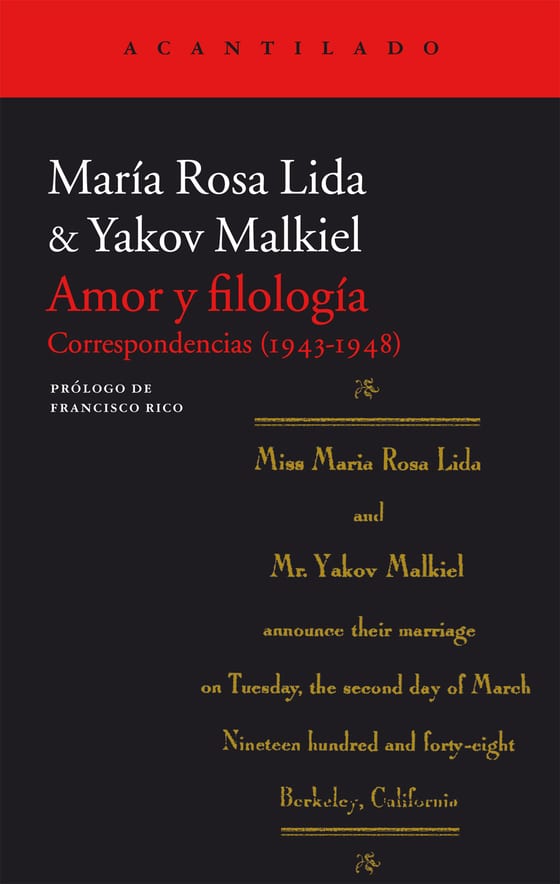 Coberta de Amor y filología, de María Rosa Lida y Yakov Malkiel
