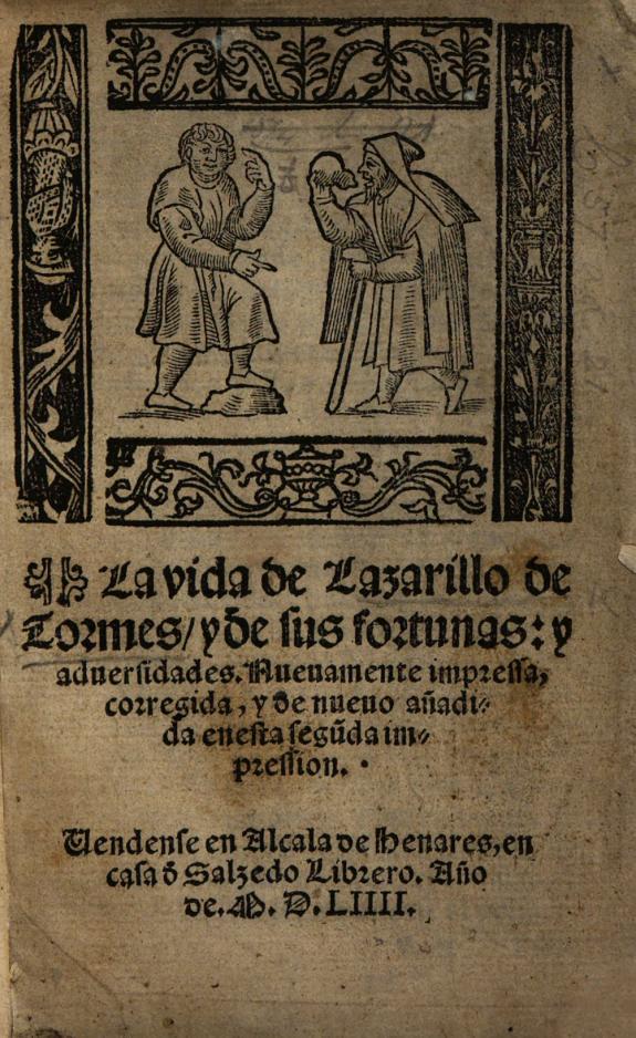 Portada de La vida de Lazarillo de Tormes, y de sus fortunas y aduersidades, de Lazarillo : de Tormes