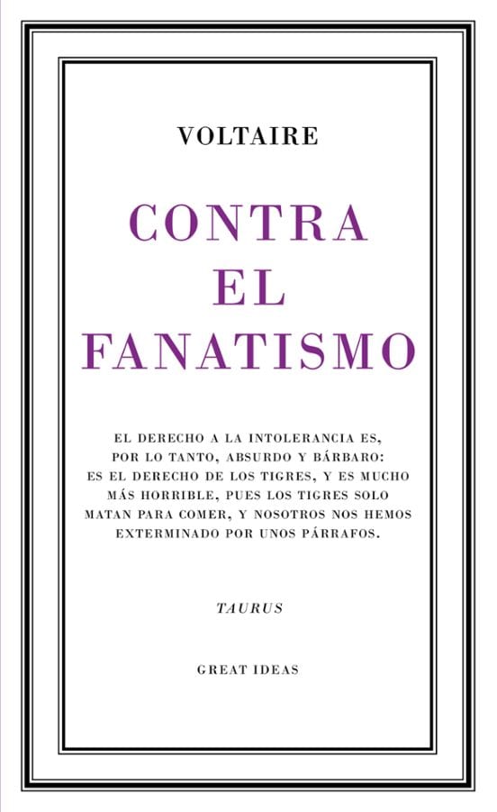 Portada de Contra el fanatismo religioso, de Voltaire